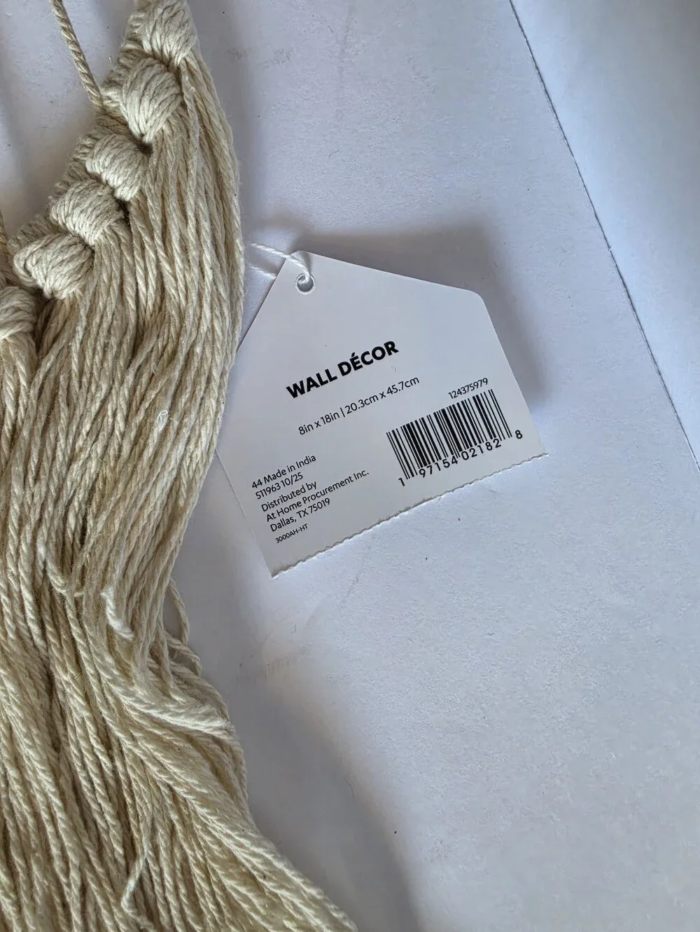 NWT At Home Chic Geometric Cream Gold Macrame Wall Decor Neutral & Boho Sz 18